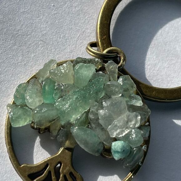 Tree of Life Natural Green Jade (Jadeite Jade) Crystal Keychain - Picture 12 of 16